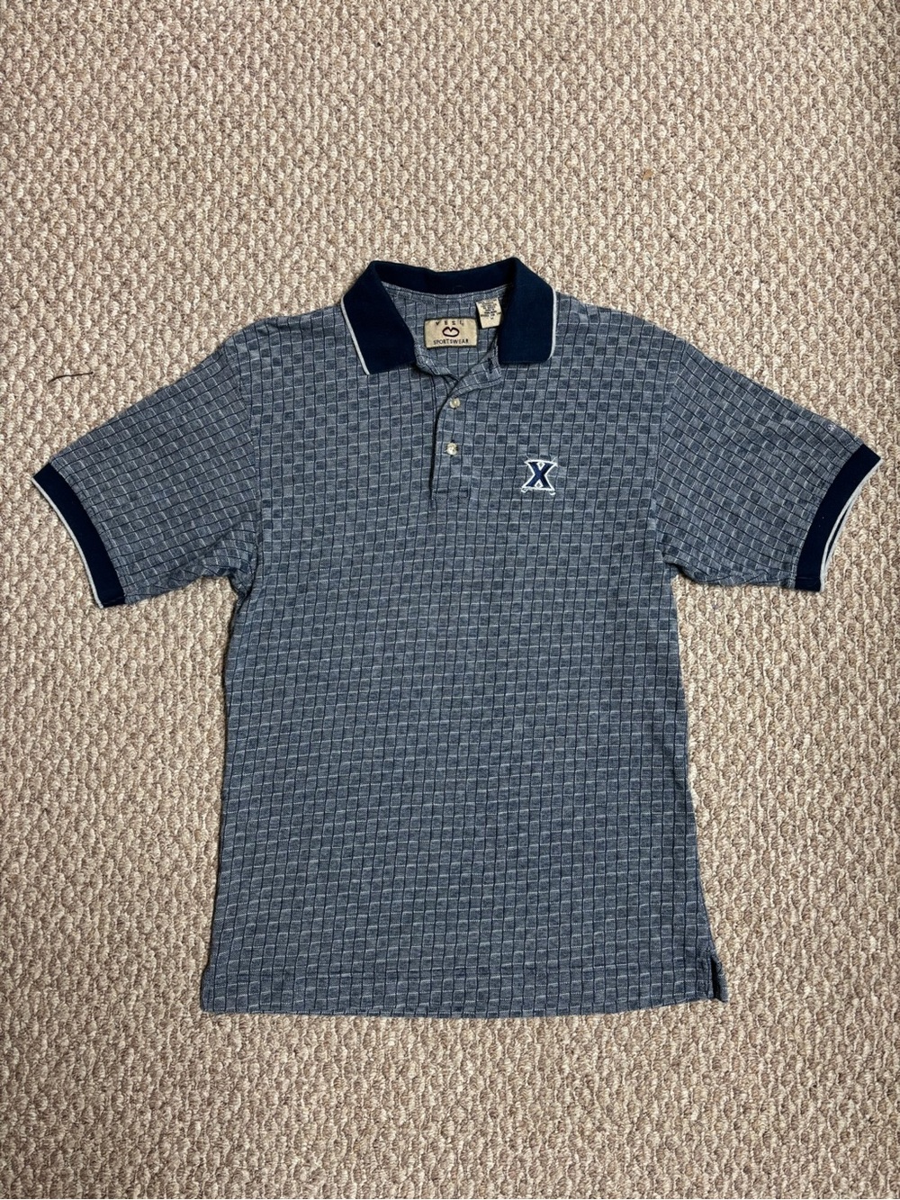 Xavier University Vintage Vesi Sportswear Navy Blue Collegiate Golf Polo